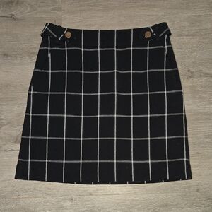LOFT Black and White Checkered Mini Skirt